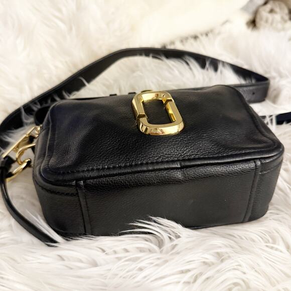 MARC JACOBS | Black Gold Leather The Softshot Shoulder Crossbody Bag Two Zippers - Picture 5 of 10